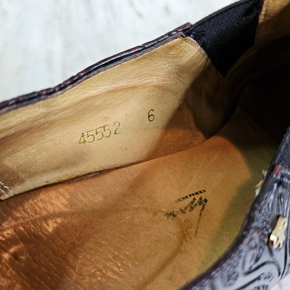 VTG Pertti Palmroth Women's Burgundy Leather Embossed Point Toe Ankle Boots 6 - Picture 5 of 15